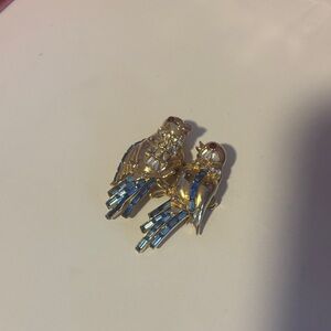 Gold and Blue CoroCraft lovebirds vintage brooch circa 1930’s-1950’s great con